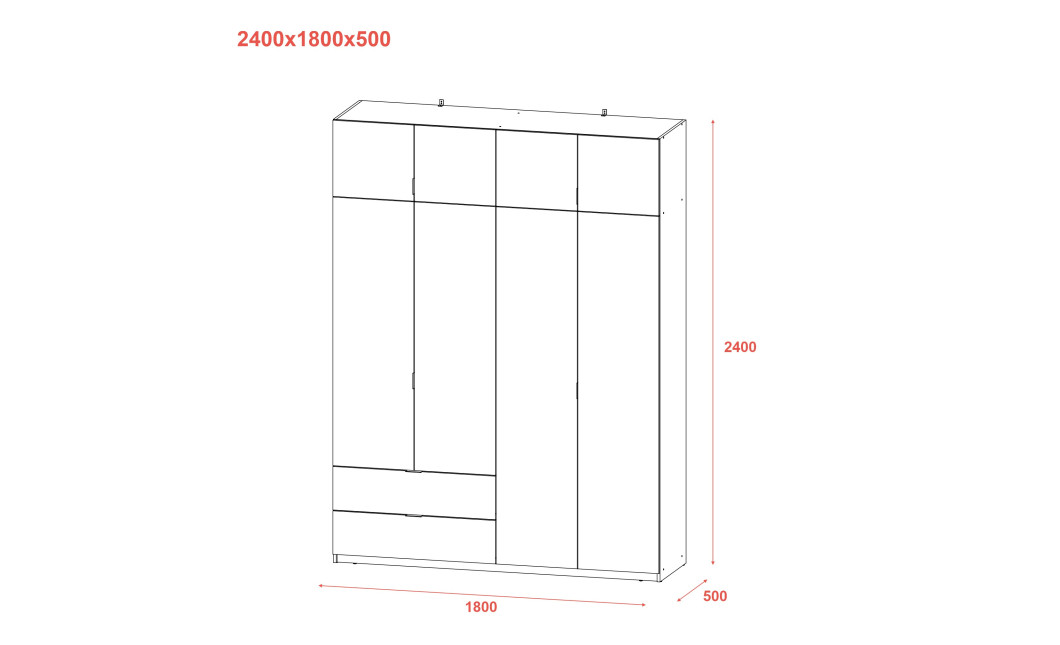 Kleiderschrank Doros Lukas mit Drehtüren Kaschmir 180x50x240 (80737729)