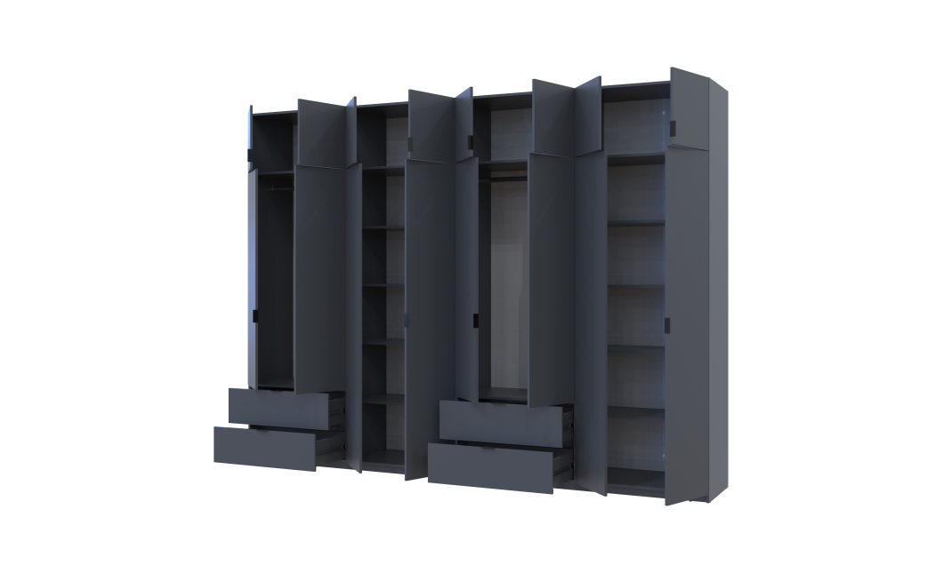 Kleiderschrank-Set Doros Lukas Graphitgrau 4+4 Türen 320x50x240 (42005129)