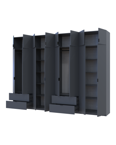 Kleiderschrank-Set Doros Lukas Graphitgrau 4+4 Türen 320x50x240 (42005129)