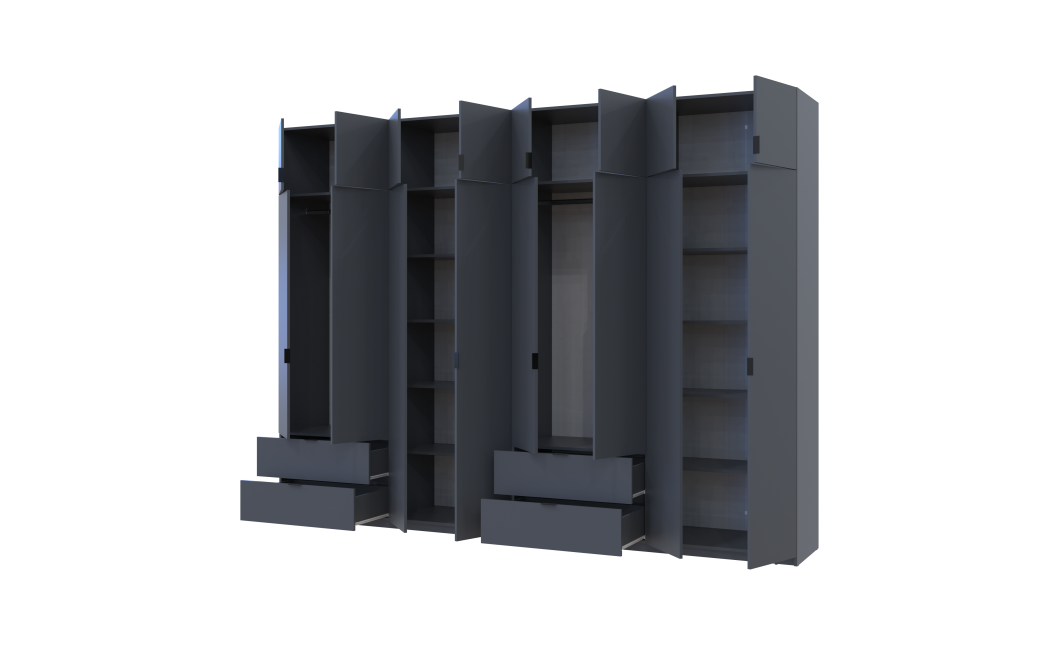 Kleiderschrank-Set Doros Lukas Graphitgrau 4+4 Türen 320x50x240 (42005129)