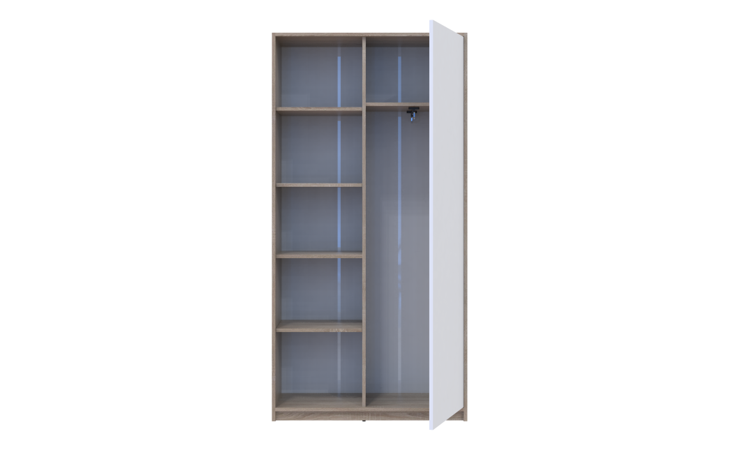 Kleiderschrank Doros Student mit Drehtüren Sonoma Eiche / Weiß 90x38x180 (40908067)