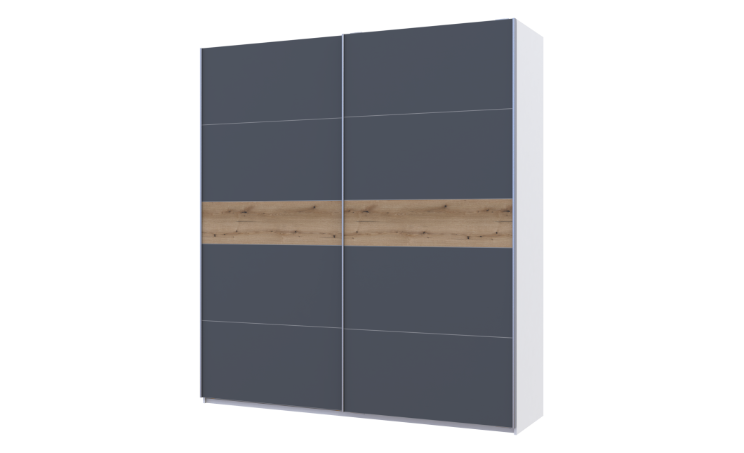 Kleiderschrank Doros G-Caiser Schiebetüren Weiß Graphit Eiche 220x60x240 (44900282)
