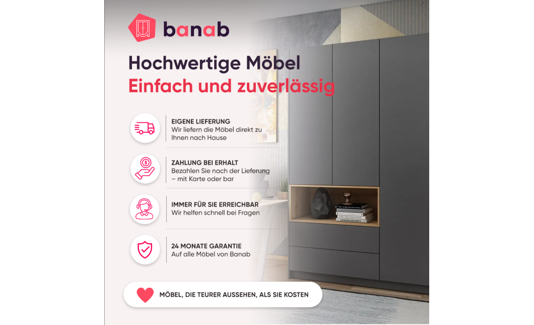 Kleiderschrank Doros Dale Kaschmir/Artisan Eiche 4 Türen 206x52x220 (80737727)