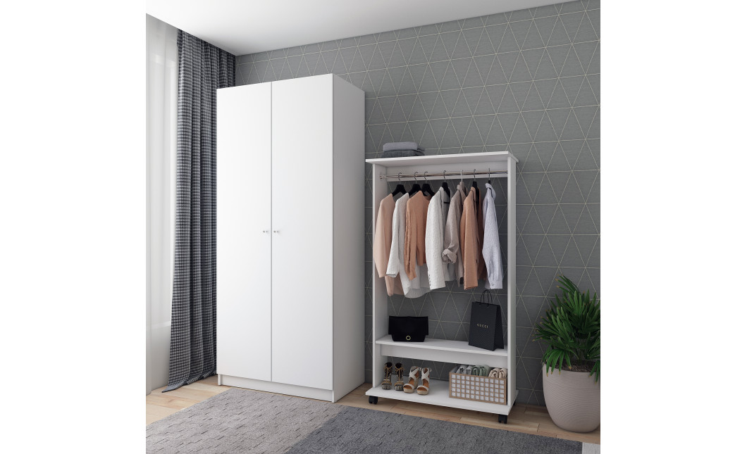 Kleiderständer Doros D2 Weiß 85x41,6x150 (41510080)