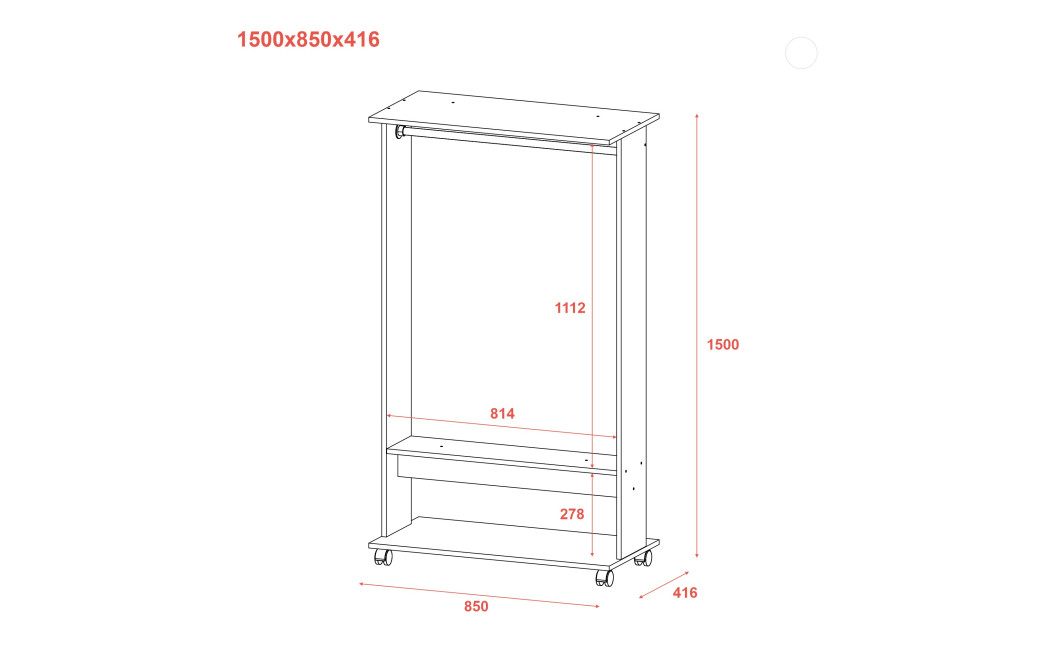 Kleiderständer Doros D2 Weiß 85x41,6x150 (41510080)