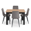 Essgruppe: Tisch NP 120x80 Craft / Schwarz + 4 Stühle LIBRA Dunkelgrauer Samt / Schwarze Beine (100408331)