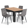 Essgruppe: Tisch NP 120x80 Craft / Schwarz + 4 Stühle LIBRA Dunkelgrauer Samt / Schwarze Beine (100408331)