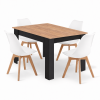 Essgruppe: Tisch NP 120x80 Craft / Schwarz + 4 Stühle MARK Weiß (100408164)