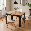 Essgruppe: Tisch NP 120x80 Craft / Schwarz + 4 Stühle MARK Schwarz-Weiß / Naturbeine (100408844)