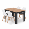 Essgruppe: Tisch NP 120x80 Craft / Schwarz + 4 Stühle MARK Schwarz-Weiß / Naturbeine (100408844)