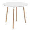 Runder Tisch KAMI 80 cm – Weiß / Beine in Holzfarbe (10038311)