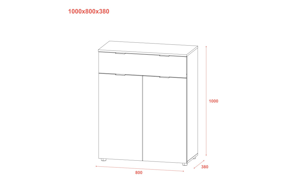 Kommode Doros Ron 2 Kaschmir 2 Türen 1 Schublade 80x38x100 (41516044)