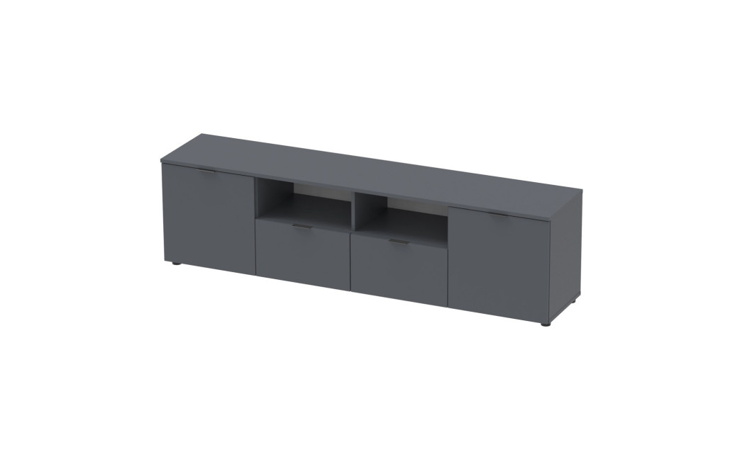 Kommode Doros Ron 4 Graphitgrau 2 Türen 2 Schubladen 180x38x50 (44900234)