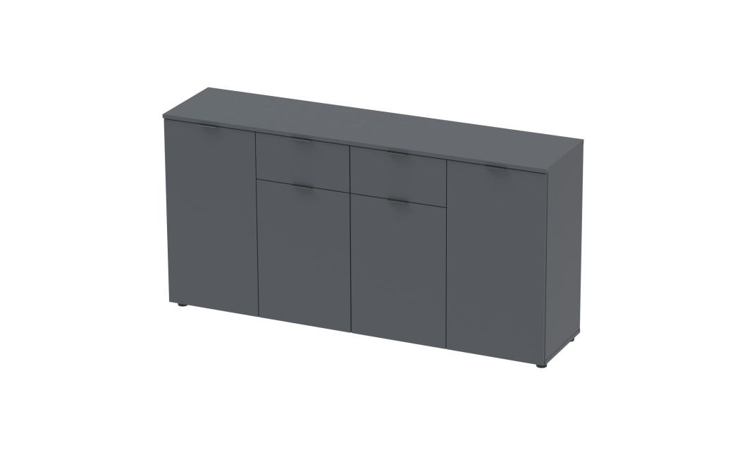 Kommode Doros Ron 7 Graphitgrau 4 Türen 2 Schubladen 160x38x81 (44900236)