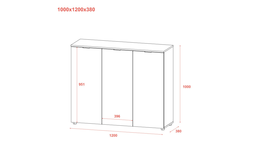 Kommode Doros Ron 6 Kaschmir 3 Türen 120x38x100 (41516048)