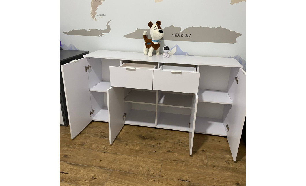 Kommode Doros Ron 7 Weiß 4 Türen 2 Schubladen 160x38x81 (44900222)