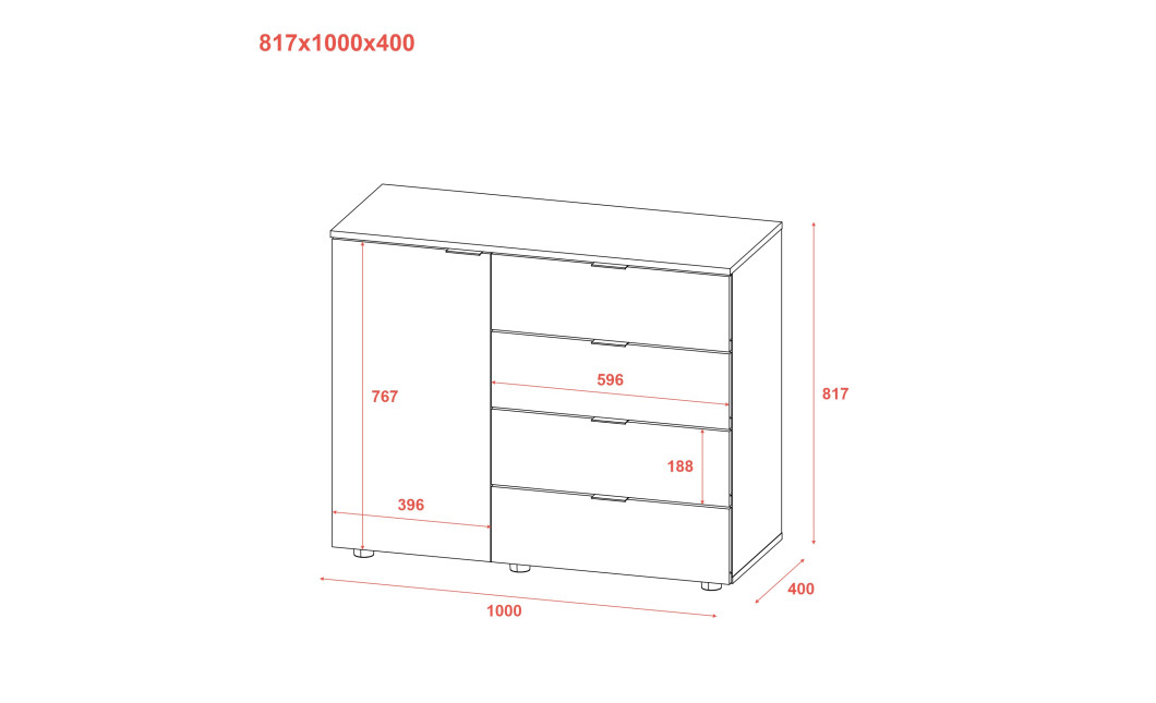 Kommode Doros GC1 Kaschmir 100x40x81,7 (41510134)