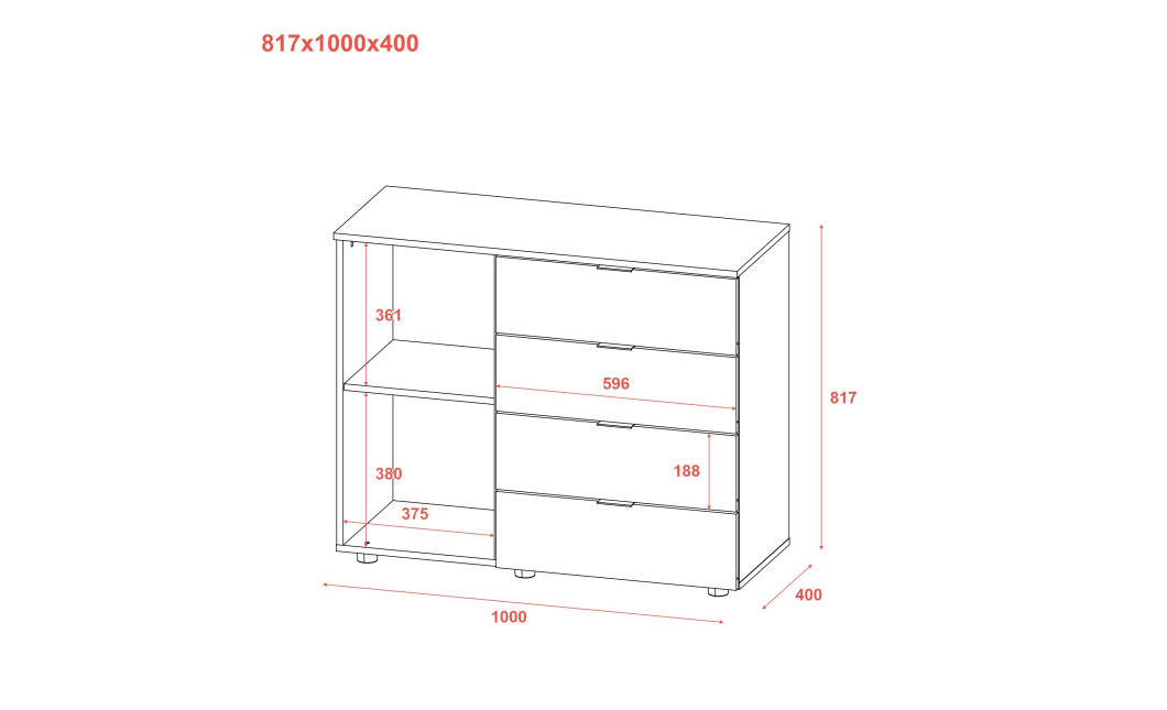 Kommode Doros GC1 Kaschmir 100x40x81,7 (41510134)