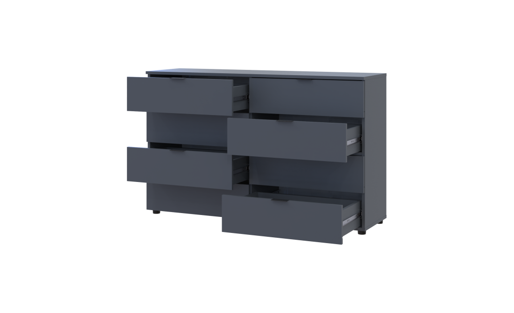 Kommode Doros Ron 8 Graphitgrau 8 Schubladen 130x38x81 (41516173)