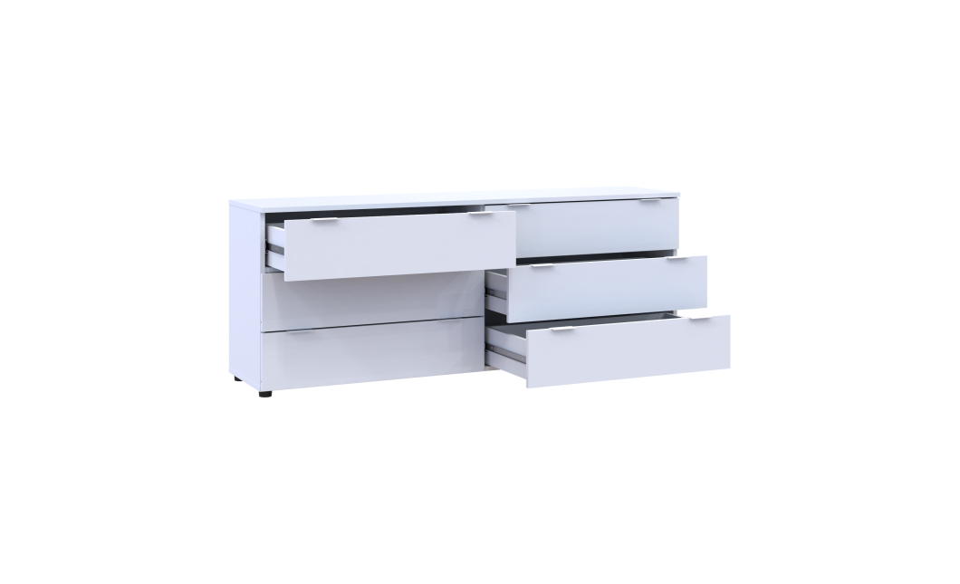 Kommode Doros Ron 9 Weiß 6 Schubladen 160x38x62 (41516175)