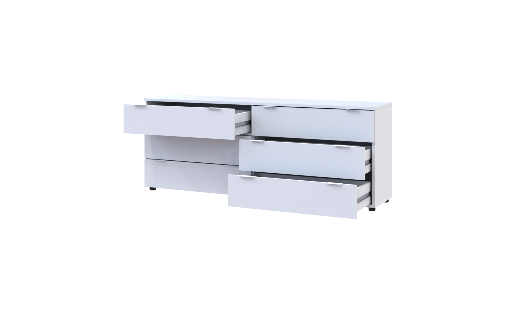 Kommode Doros Ron 9 Weiß 6 Schubladen 160x38x62 (41516175)