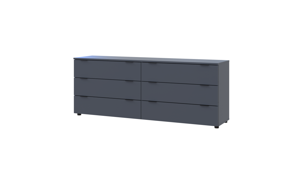 Kommode Doros Ron 9 Graphitgrau 6 Schubladen 160x38x62 (41516176)