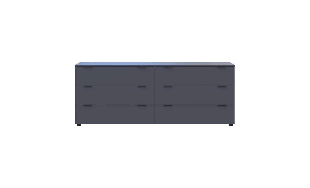 Kommode Doros Ron 9 Graphitgrau 6 Schubladen 160x38x62 (41516176)