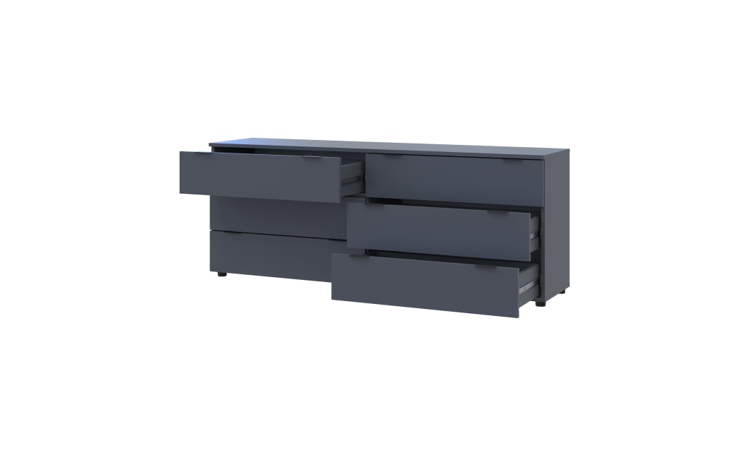 Kommode Doros Ron 9 Graphitgrau 6 Schubladen 160x38x62 (41516176)