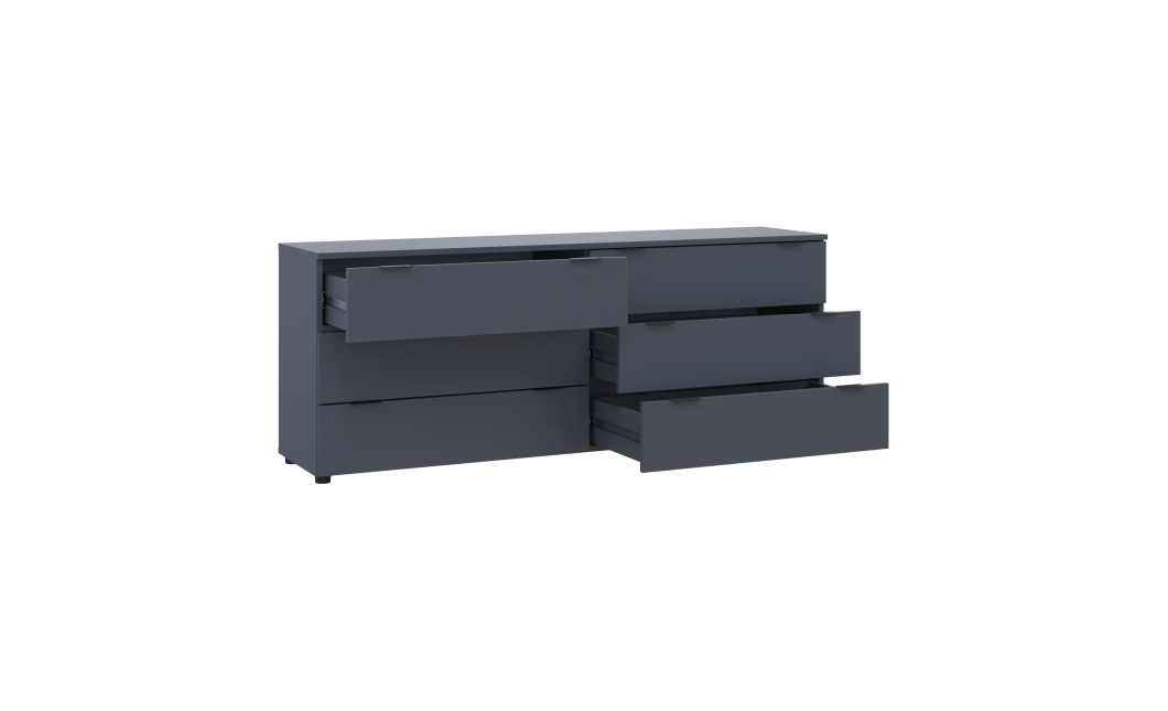 Kommode Doros Ron 9 Graphitgrau 6 Schubladen 160x38x62 (41516176)