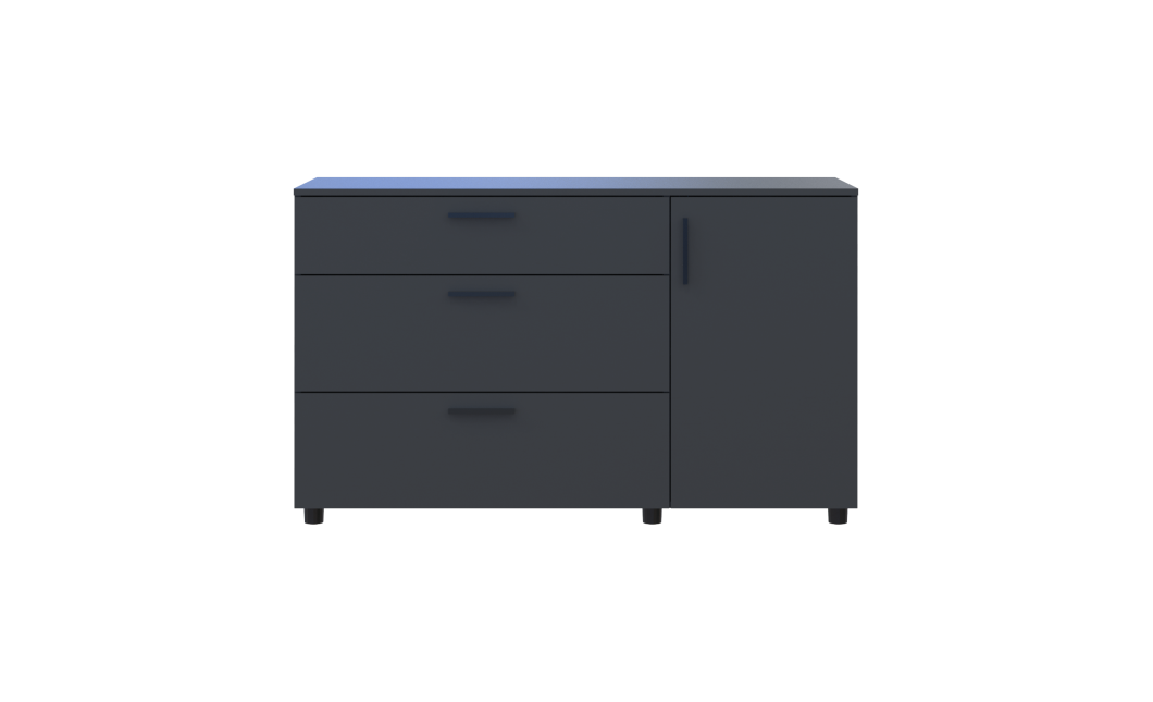 Kommode Doros Thorn Anthrazit 3 Schubladen 1 Tür 135x51,6x80 (41510185)