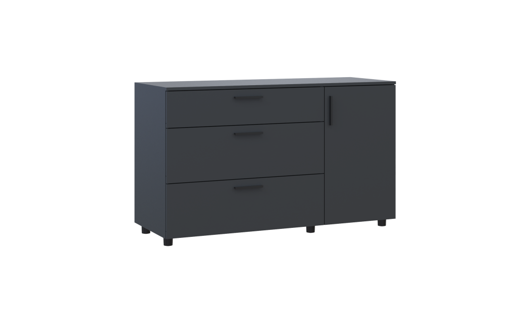 Kommode Doros Thorn Anthrazit 3 Schubladen 1 Tür 135x51,6x80 (41510185)