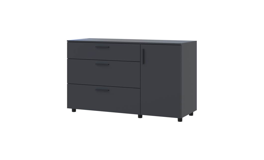 Kommode Doros Thorn Anthrazit 3 Schubladen 1 Tür 135x51,6x80 (41510185)