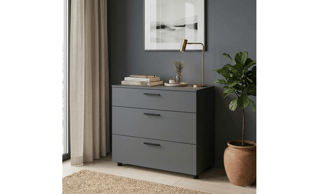 Kommode Doros Thorn Anthrazit 3 Schubladen 90x51,6x80 (41510161)