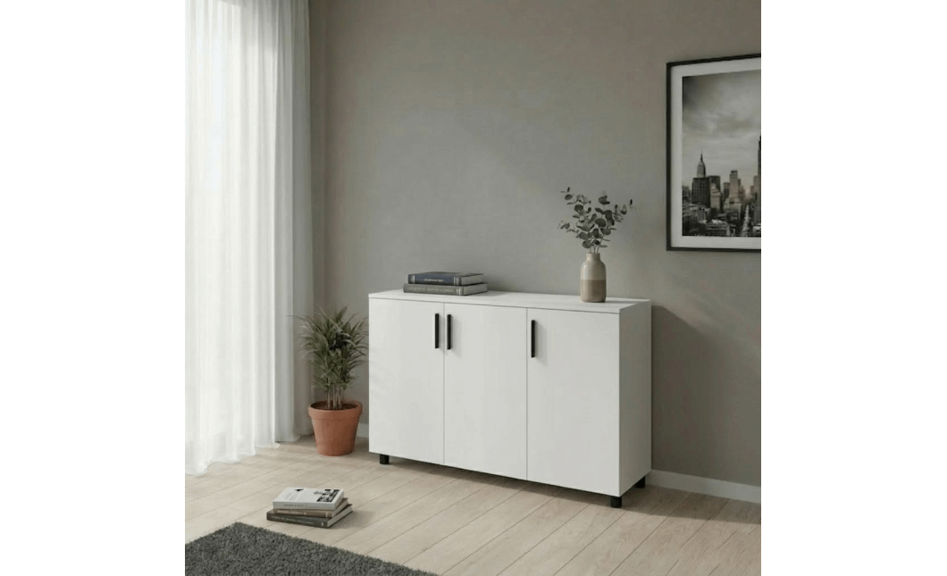 Kommode Doros Thorn Weiß 3 Türen 135x51,6x80 (41510169)