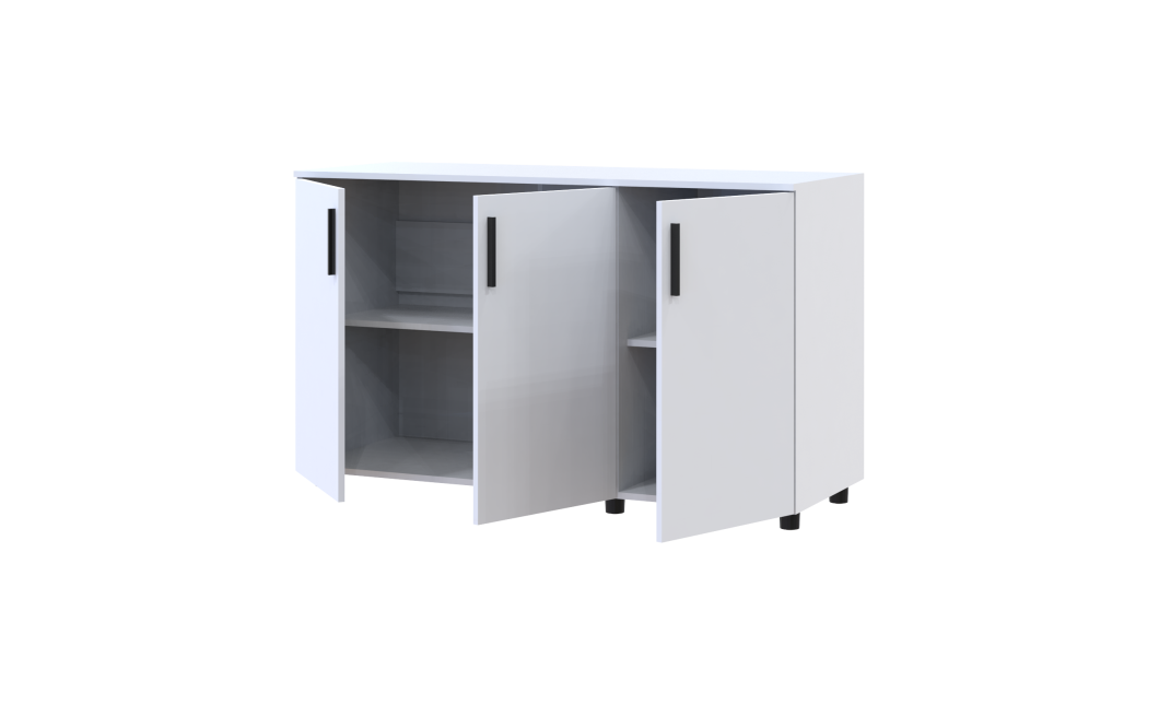 Kommode Doros Thorn Weiß 3 Türen 135x51,6x80 (41510169)