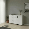 Kommode Doros Thorn Weiß 3 Schubladen 1 Tür 135x51,6x80 (41510181)