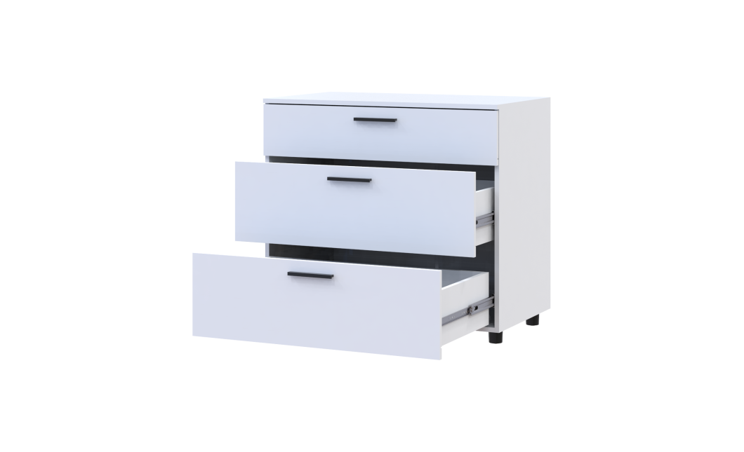 Kommode Doros Thorn Weiß 3 Schubladen 90x51,6x80 (41510157)