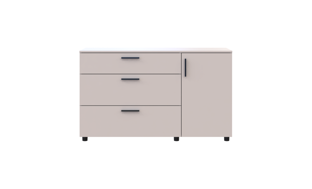Kommode Doros Thorn Kaschmir 3 Schubladen 1 Tür 135x51,6x80 (41510187)