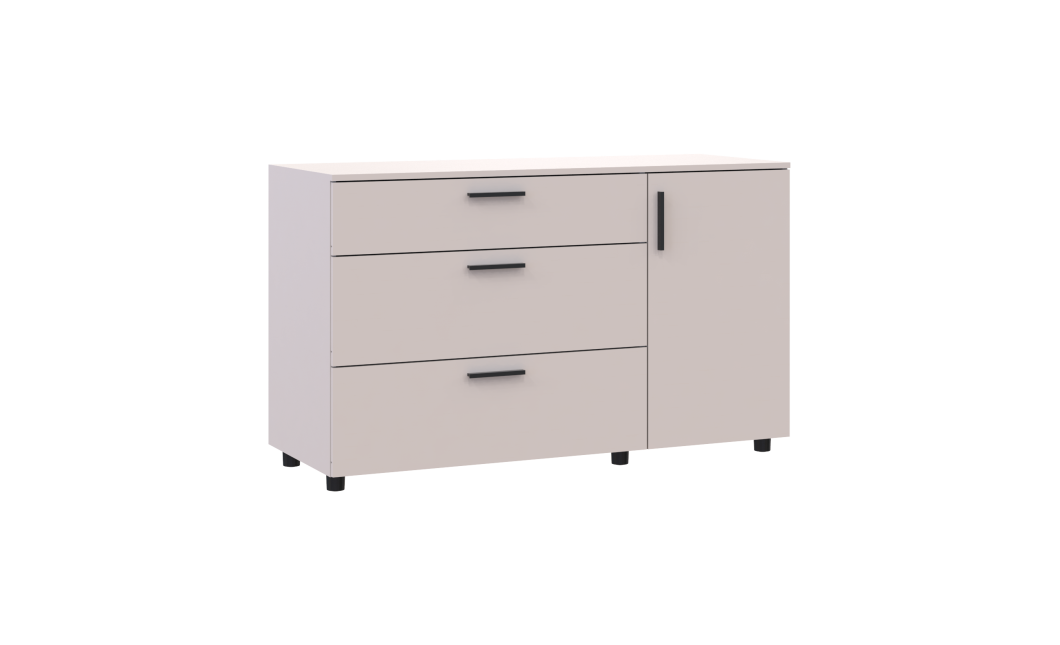 Kommode Doros Thorn Kaschmir 3 Schubladen 1 Tür 135x51,6x80 (41510187)