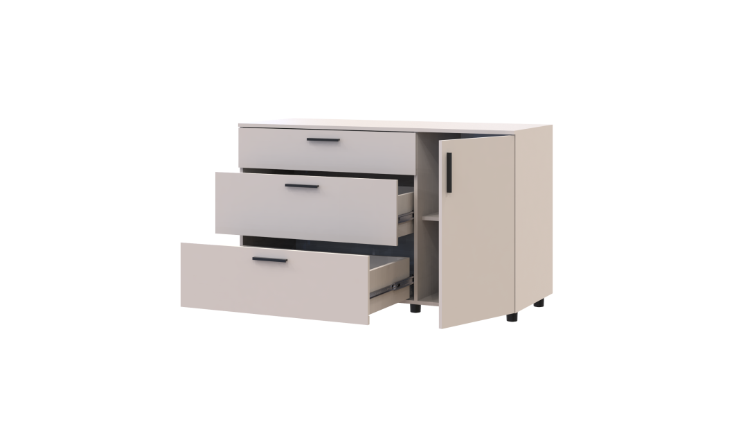 Kommode Doros Thorn Kaschmir 3 Schubladen 1 Tür 135x51,6x80 (41510187)