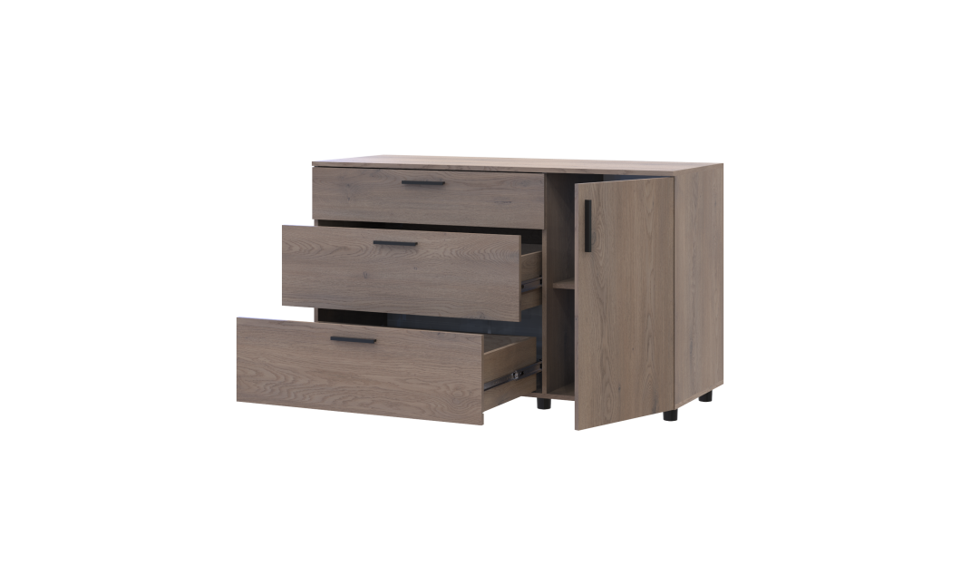Kommode Doros Thorn Cremona Cannolo 3 Schubladen 1 Tür 135x51,6x80 (41510177)