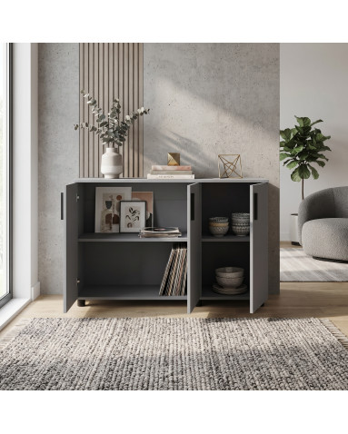 Kommode Doros Thorn Grau 3 Türen 135x51,6x80 (41510171)