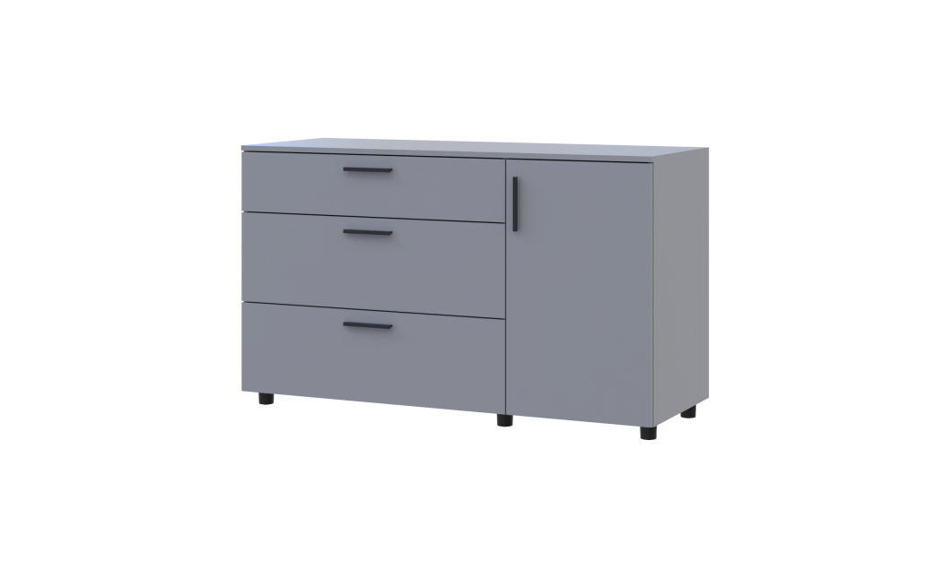 Kommode Doros Thorn Grau 3 Schubladen 1 Tür 135x51,6x80 (41510183)