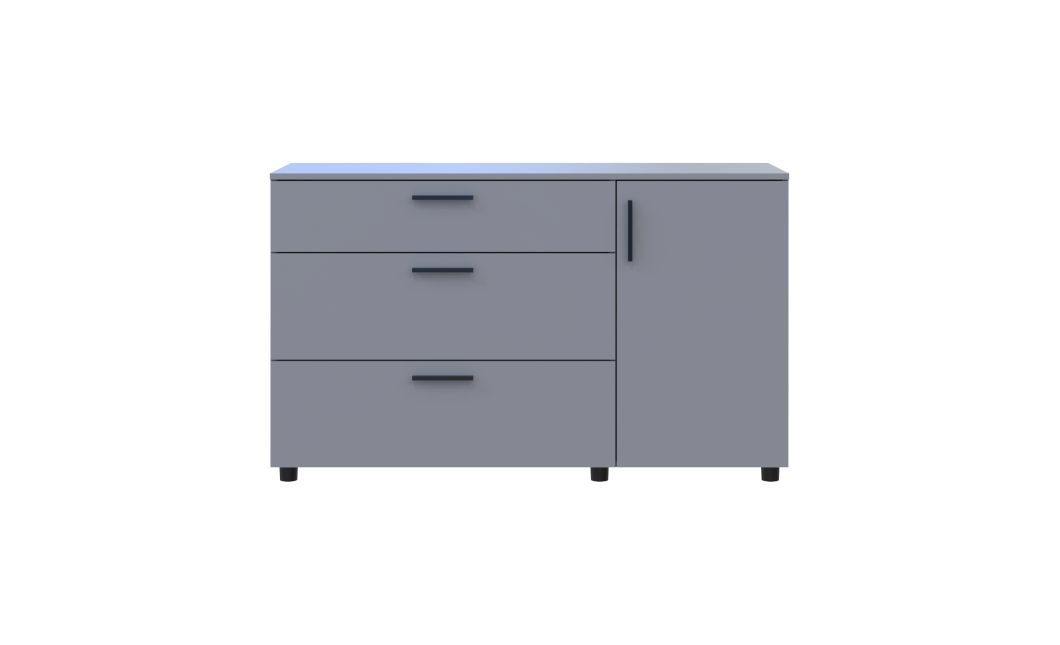 Kommode Doros Thorn Grau 3 Schubladen 1 Tür 135x51,6x80 (41510183)