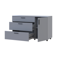 Kommode Doros Thorn Grau 3 Schubladen 1 Tür 135x51,6x80 (41510183)