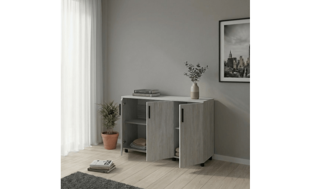 Kommode Doros Thorn Natti Kiefer 3 Türen 135x51,6x80 (41510167)