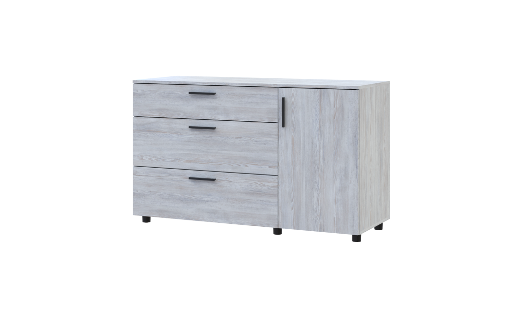 Kommode Doros Thorn Natti Kiefer 3 Schubladen 1 Tür 135x51,6x80 (41510179)