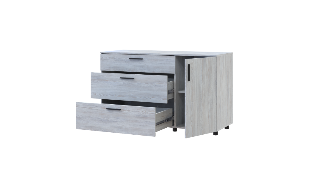 Kommode Doros Thorn Natti Kiefer 3 Schubladen 1 Tür 135x51,6x80 (41510179)