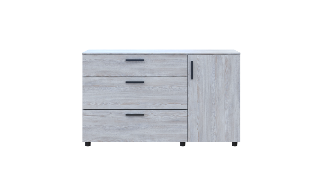 Kommode Doros Thorn Natti Kiefer 3 Schubladen 1 Tür 135x51,6x80 (41510179)