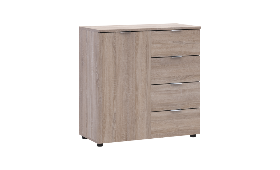 Kommode Doros Ron 1 Sonoma Eiche 1 Türen 4 Schubladen 80x38x81 (41516294)
